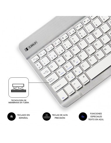 Subblim teclado Smart Bluetooth para tablet y smart TV plata