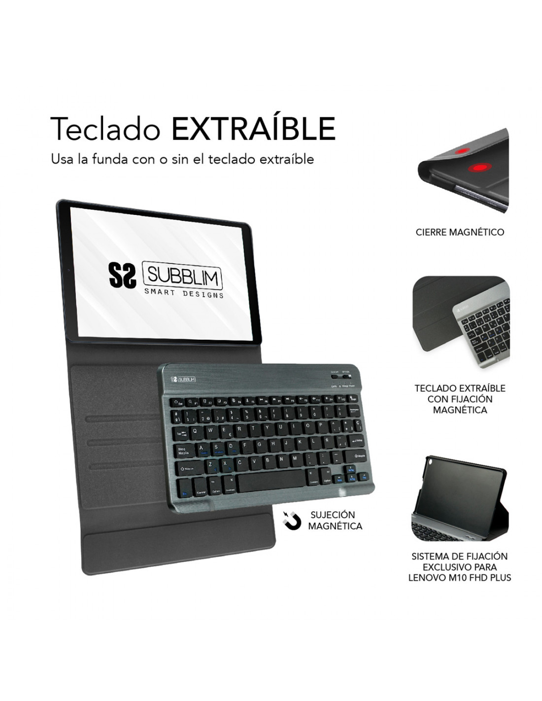 Subblim Keytab Pro Bluetooth funda tablet con teclado compatible