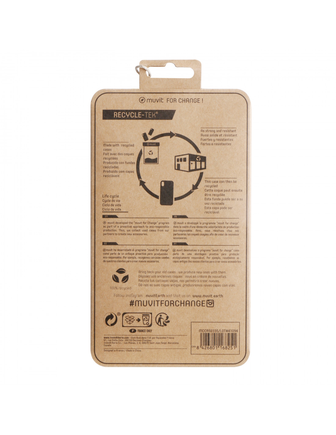muvit for change funda recycletek compatible con Apple iPhone 14 Pro  transparente