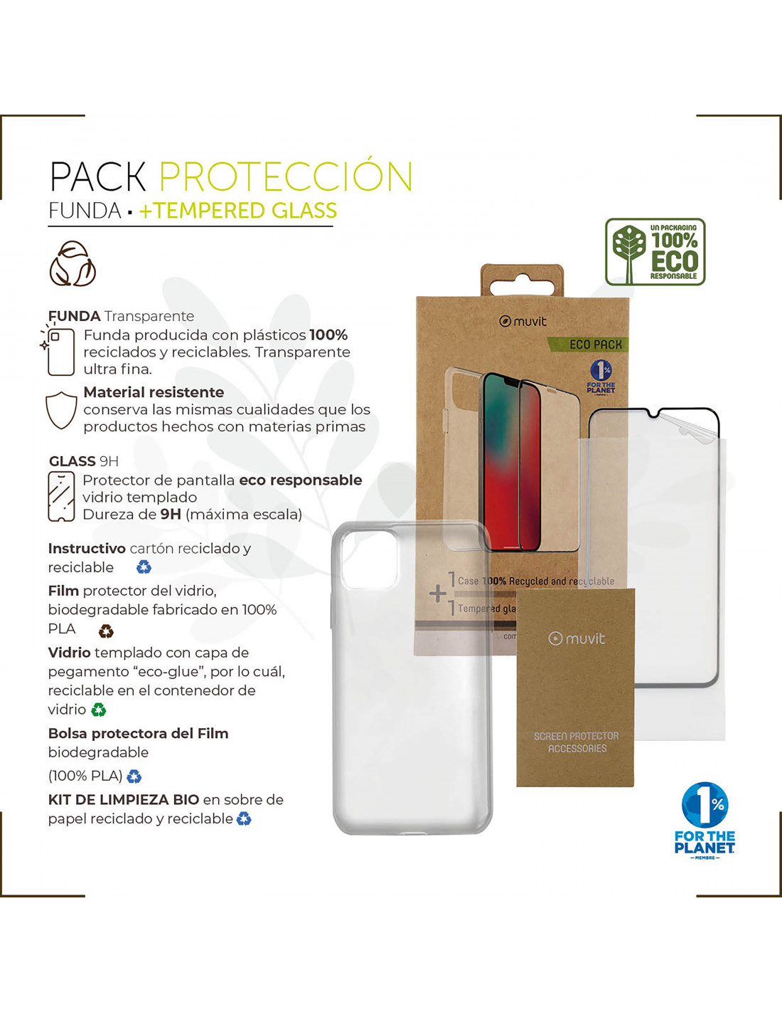 muvit for change protector pantalla recycletek privacy compatible con Apple iPhone  15 Pro Max vidrio templado plano