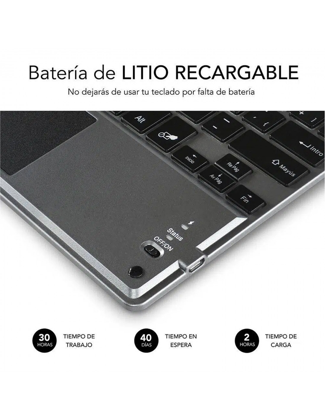 Para Surface Pro Type Cover teclado portátil 7 colores retroiluminación USB  C recargable negro inalámbrico BT teclado con panel táctil