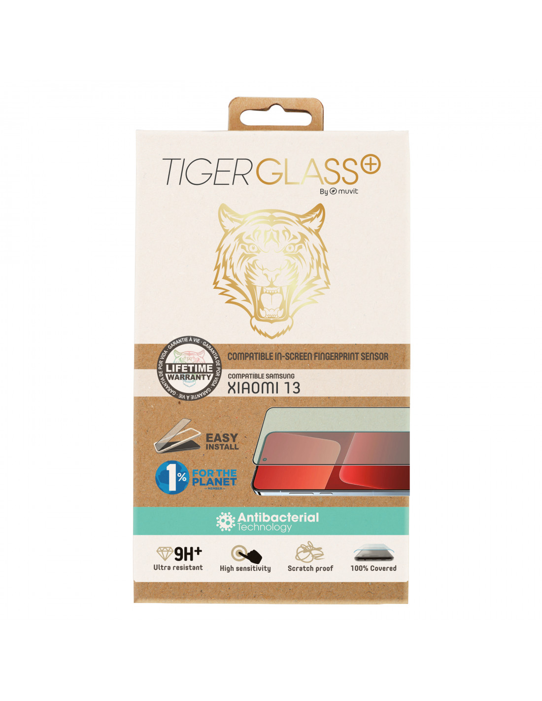 Tiger protector pantalla compatible con Xiaomi 13 vidrio templado curvo  marco negro antibacteria