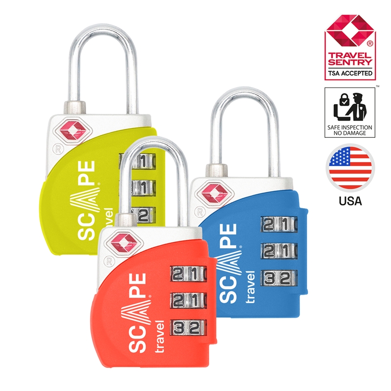Scape Travel Candado TSA con combinación (azul, rojo, amarillo)
