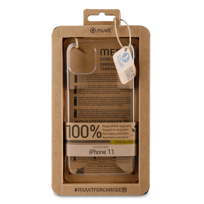 muvit for change carcasa recycletek compatible con Apple iPhone 11 transparente