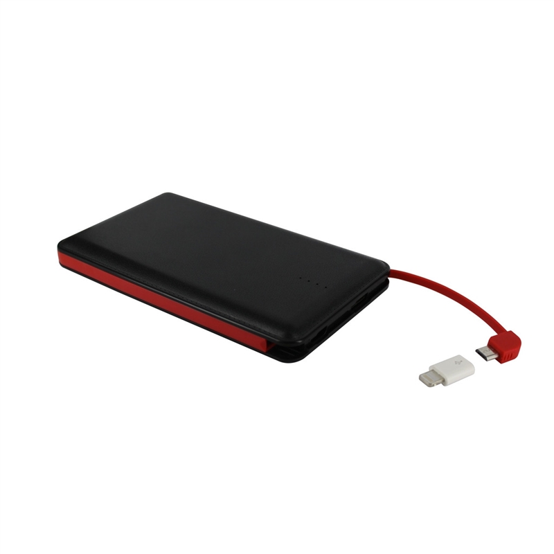 Myway power bank 8000 mAh USB 2A cable USB-Micro USB + adaptador Lightning negro